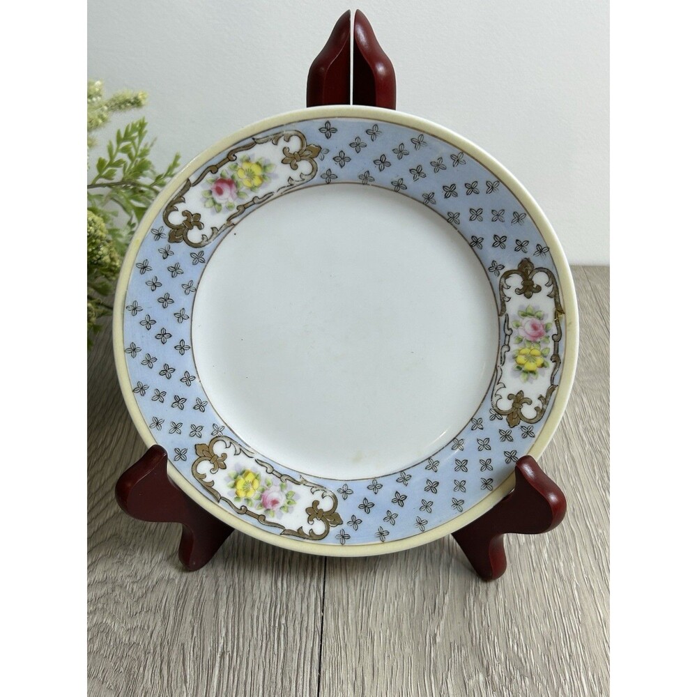 Vintage Noritake Bread Salad Plate 6-½" Replacement Blue Rim Floral Design
